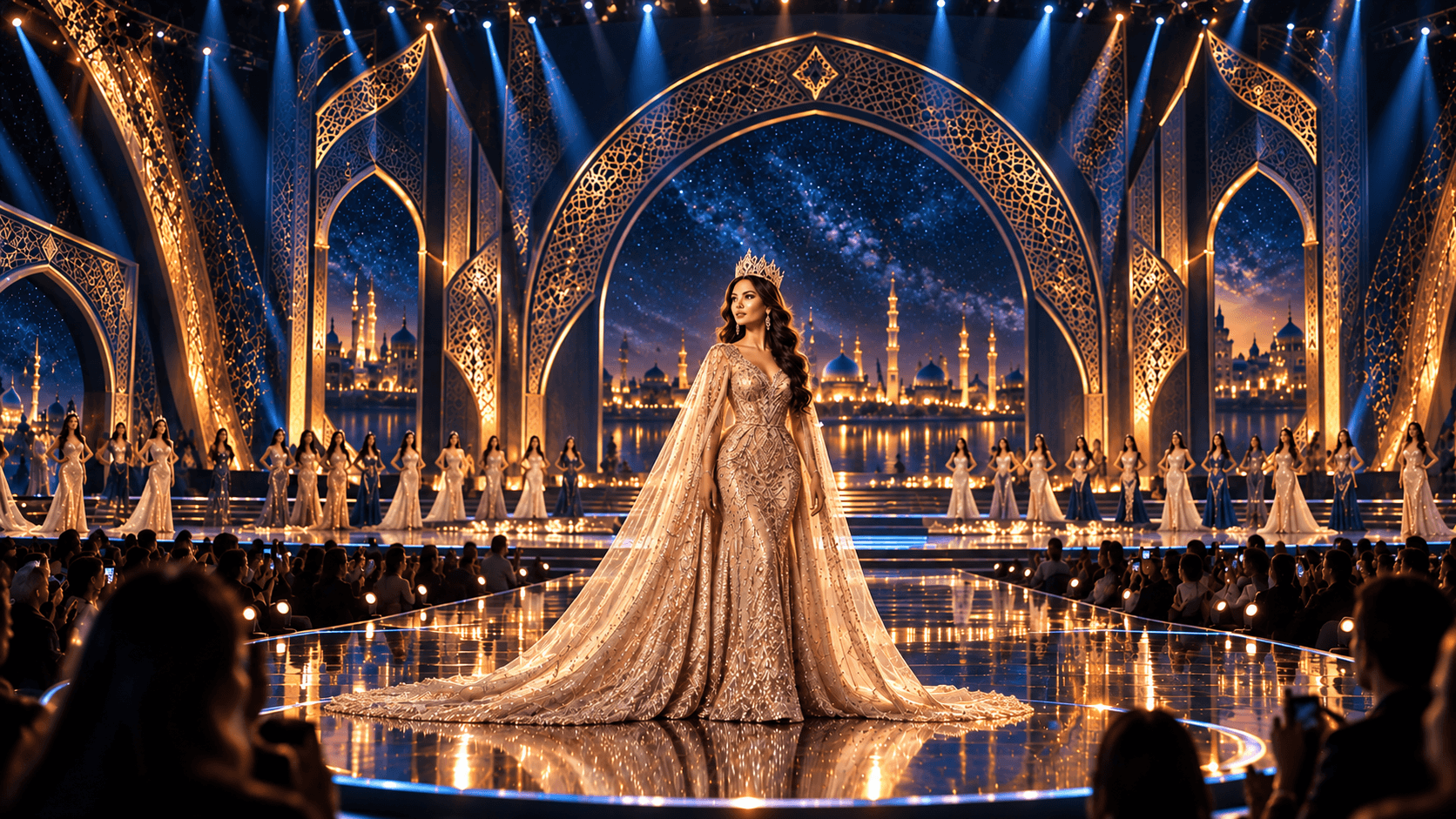 Международная сцена Miss Turkic во время торжественной церемонии конкурса